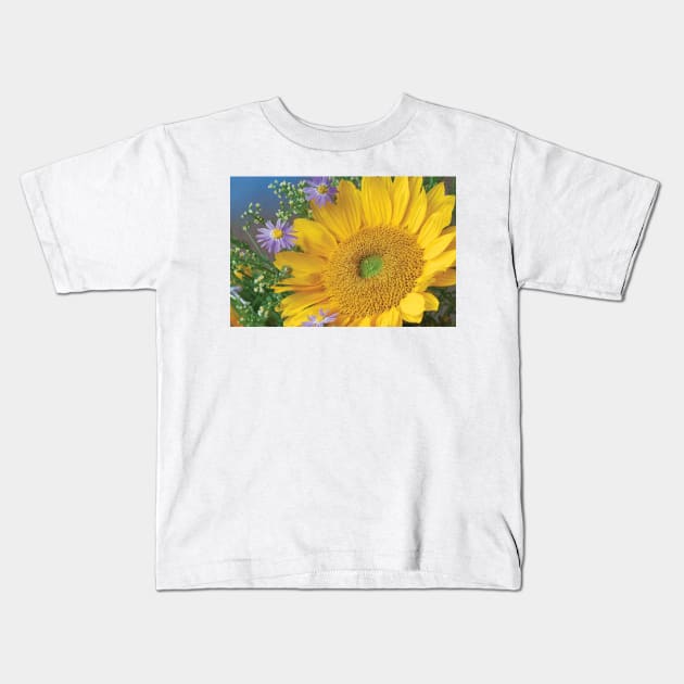 Common Sunflower And Asters North America I Kids T-Shirt by RhysDawson